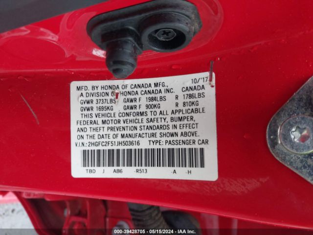 2HGFC2F51JH503616 Honda Civic Lx