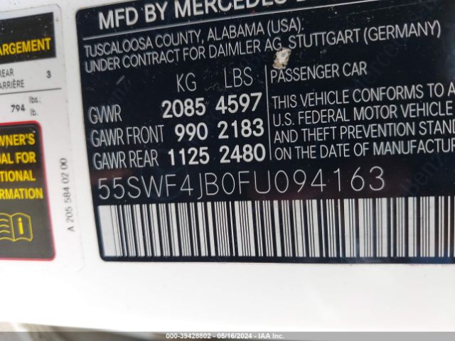 55SWF4JB0FU094163 Mercedes-Benz C 300 Luxury/sport