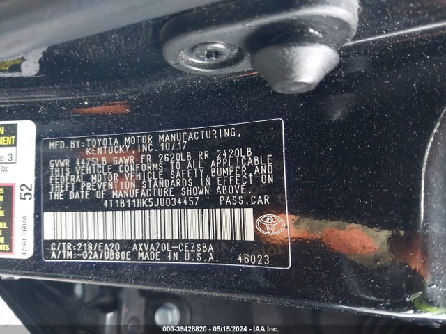 Toyota CAMRY SE 2018 4T1B11HK5JU034457 Image 9