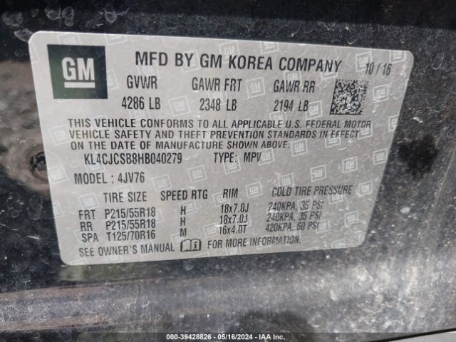 KL4CJCSB8HB040279 Buick Encore Essence