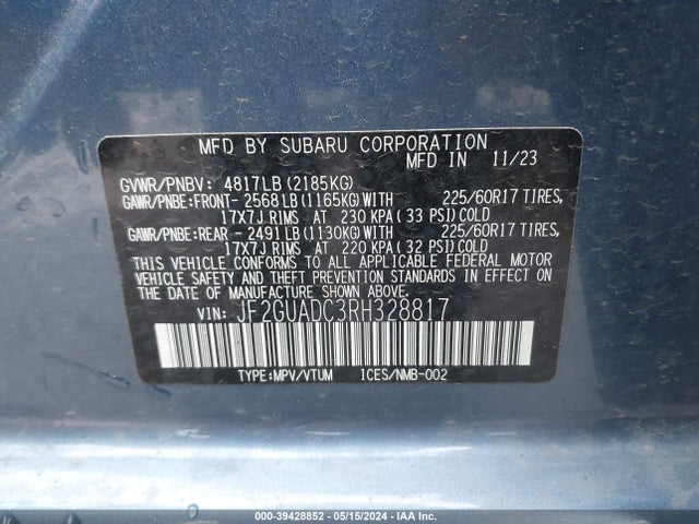 Subaru Crosstrek Premium 2024 JF2GUADC3RH328817 Image 9