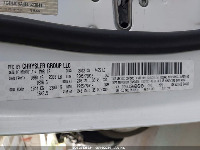 1C4NJCBA4ED523841 Jeep Compass Sport