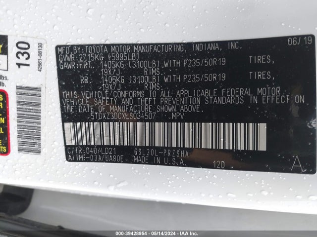 Toyota Sienna Se Premium 2020 5TDXZ3DCXLS034507 Image 9
