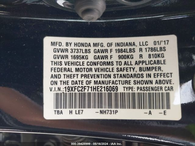 19XFC2F71HE216069 Honda CIVIC EX