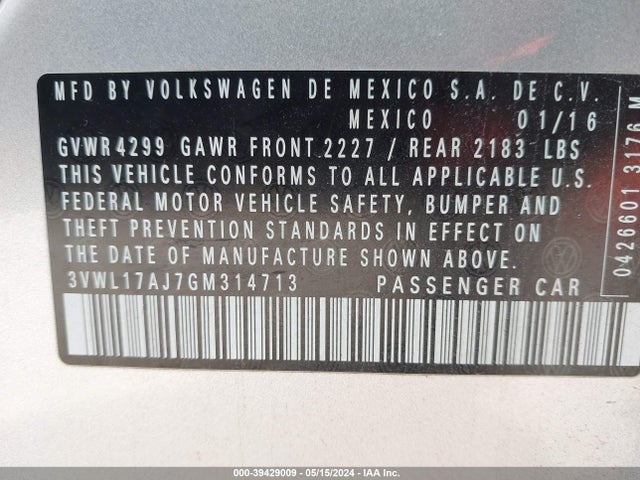 3VWL17AJ7GM314713 Volkswagen Jetta 1.8t Sel