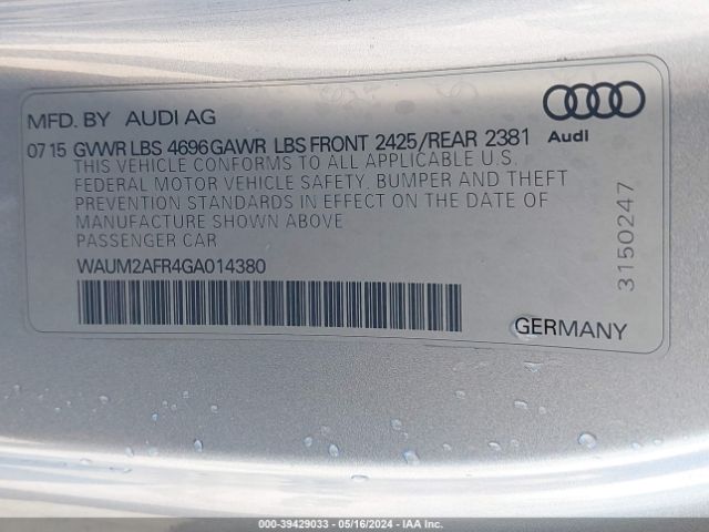 WAUM2AFR4GA014380 Audi A5 2.0t Premium