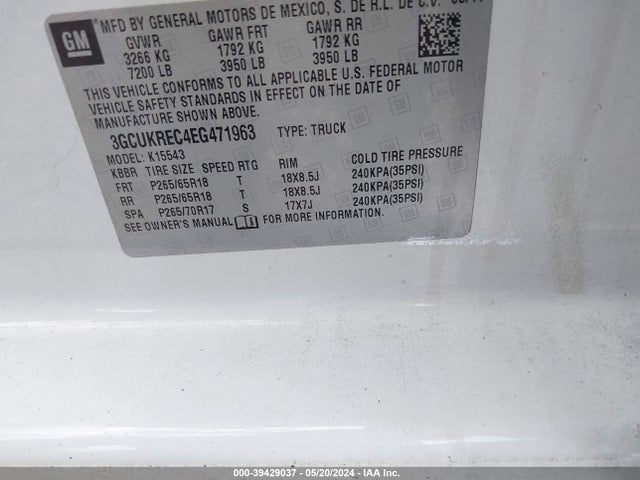 Chevrolet Silverado 1500 2lt 2014 3GCUKREC4EG471963 Image 9