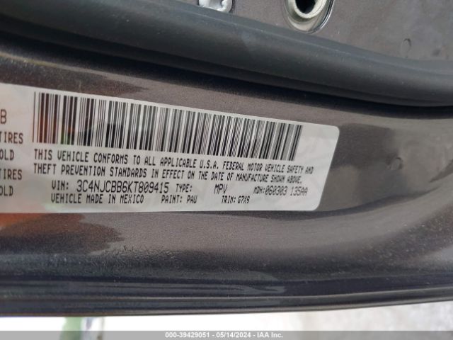 3C4NJCBB6KT809415 Jeep Compass Latitude Fwd