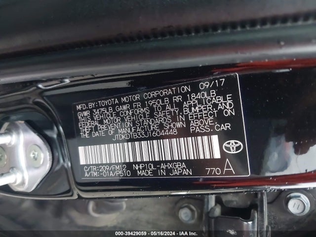 Toyota Prius C Three 2018 JTDKDTB33J1604448 Image 9
