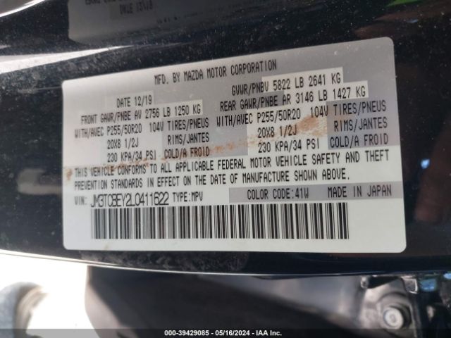 JM3TCBEY2L0411622 Mazda Cx-9 Signature