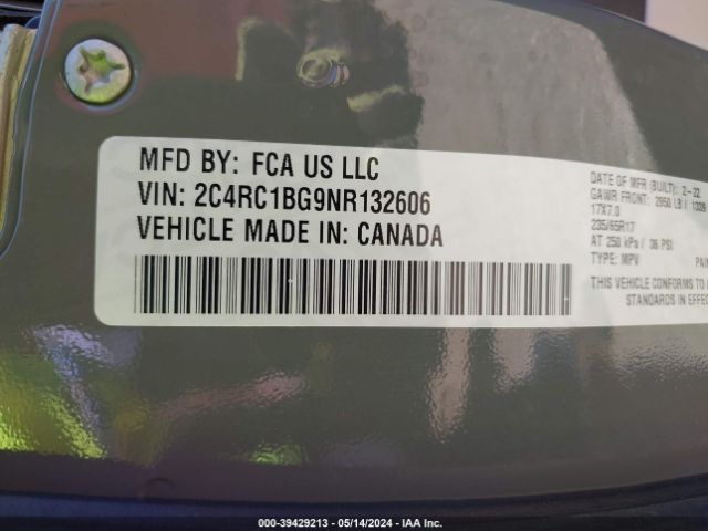 2C4RC1BG9NR132606 Chrysler Pacifica Touring L