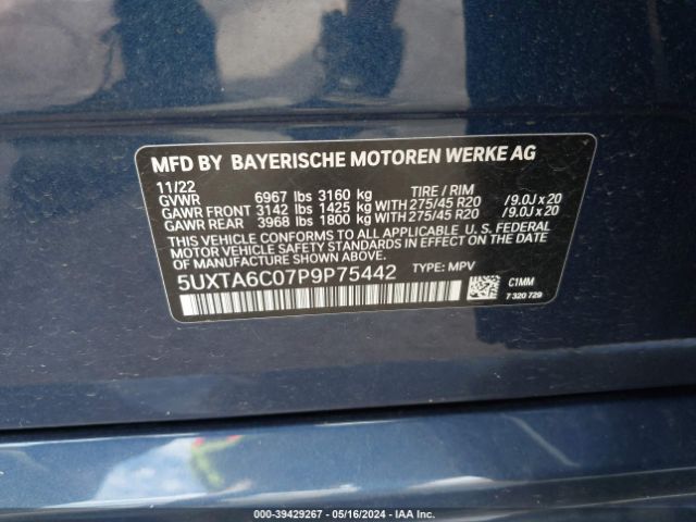 5UXTA6C07P9P75442 BMW X5 Phev Xdrive45e