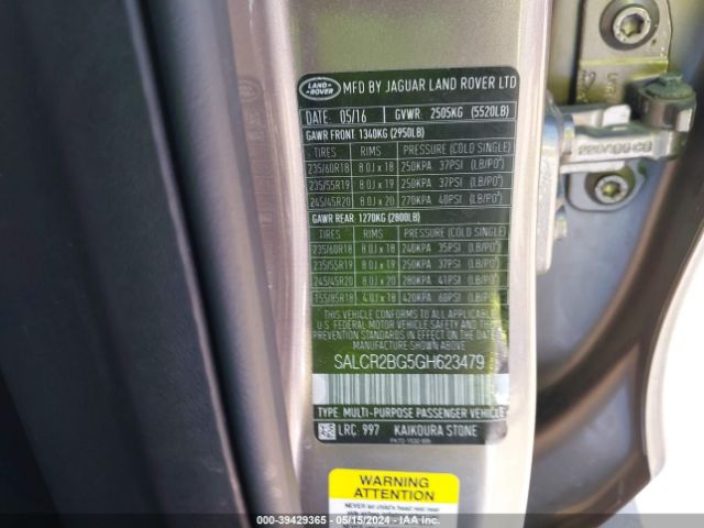 SALCR2BG5GH623479 Land Rover Discovery Sport Hse