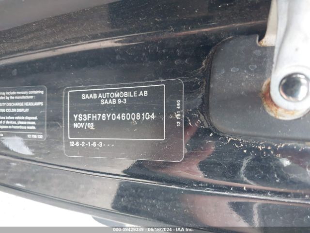 2004 SAAB 9-3 YS3FH76Y046008104 Photo 8