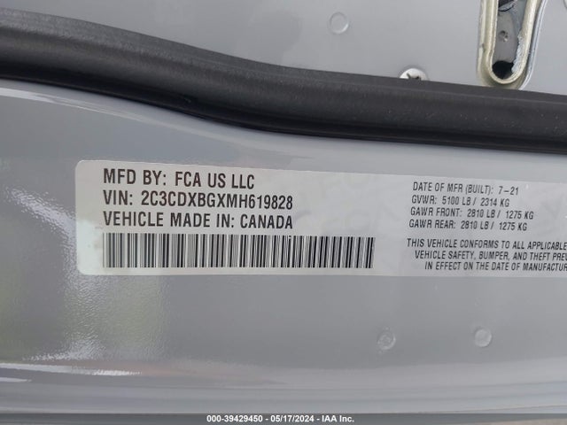 Dodge Charger Sxt Rwd 2021 2C3CDXBGXMH619828 Image 9