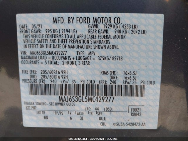 Ford Ecosport Se 2021 MAJ6S3GL5MC429277 Image 9