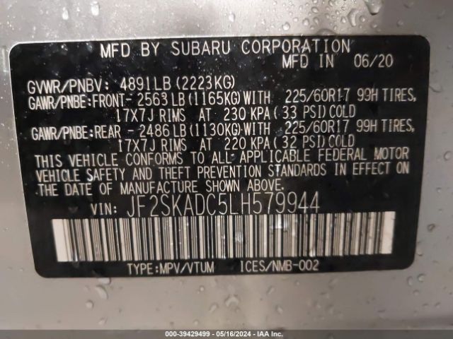 JF2SKADC5LH579944 Subaru Forester