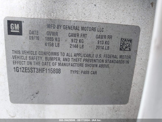 Chevrolet MALIBU 1LT 2017 1G1ZE5ST3HF116808 Image 9