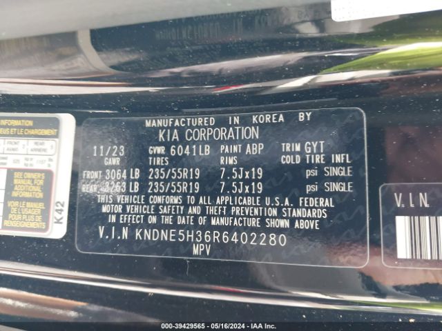 KNDNE5H36R6402280 KIA Carnival Mpv Sx Prestige