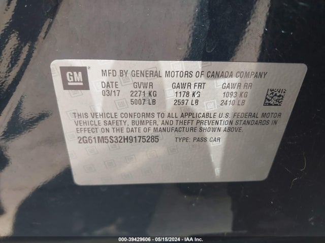 2G61M5S32H9175285 Cadillac XTS LUXURY