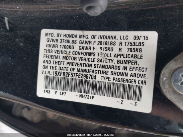 19XFB2F57FE296704 Honda Civic Lx