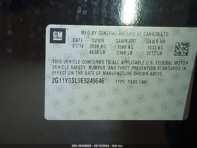 Chevrolet Impala 1ls 2014 2G11Y5SL9E9249646 Image 9
