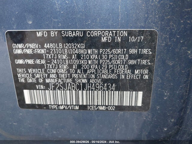 Subaru Forester 2.5i 2018 JF2SJABC1JH496434 Image 9