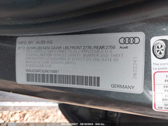 Audi A6 3.0t Premium 2018 WAUG3AFC6JN016881 Image 9