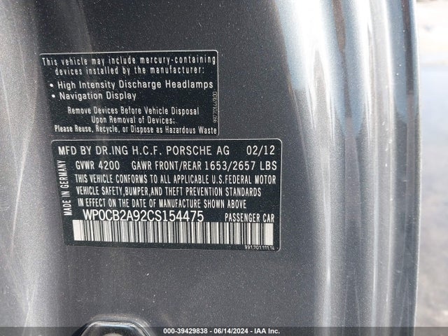 2012 PORSCHE 911 WP0CB2A92CS154475 Photo 8