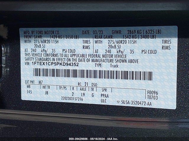 Ford F-150 Xl 2023 1FTEX1CP5PKD94352 Image 9