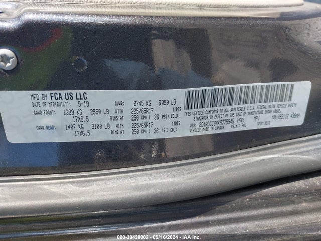 Dodge Grand Caravan Sxt 2019 2C4RDGCGXKR775945 Image 9