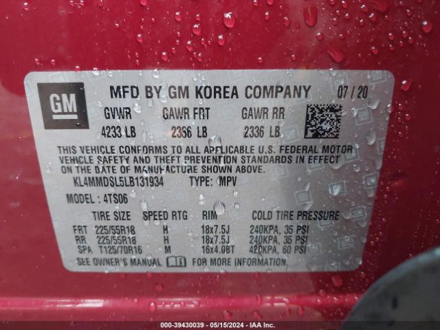 KL4MMDSL5LB131934 Buick Encore Gx Fwd Select
