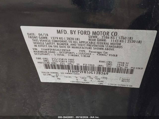 1FAHP2F85JG128269 Ford Taurus Limited