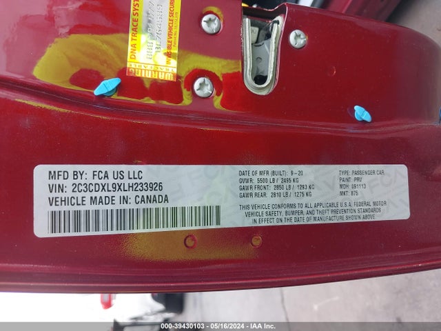 Dodge Charger Srt Hellcat Rwd 2020 2C3CDXL9XLH233926 Image 9