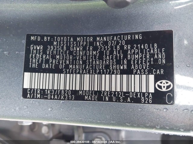 Toyota COROLLA LE 2020 5YFEPRAEXLP117790 Image 9