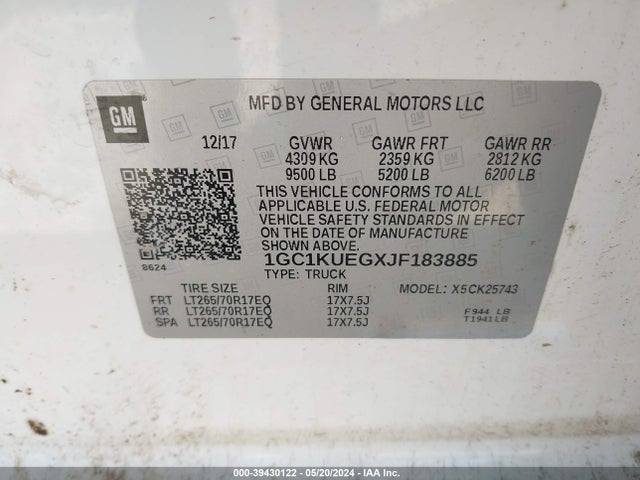 1GC1KUEGXJF183885 Chevrolet Silverado 2500hd Wt