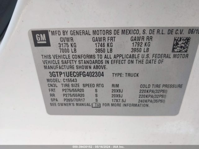 3GTP1UEC9FG402304 GMC Sierra 1500 Sle