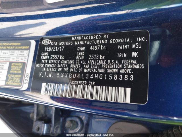 5XXGU4L34HG158383 KIA OPTIMA EX