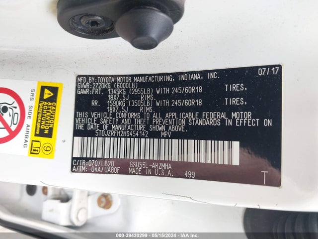 Toyota Highlander Xle 2017 5TDJZRFH2HS454142 Image 9