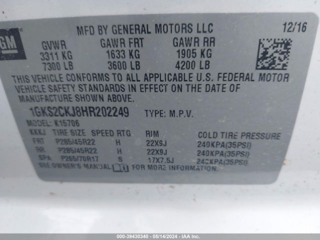 1GKS2CKJ8HR202249 GMC YUKON DENALI
