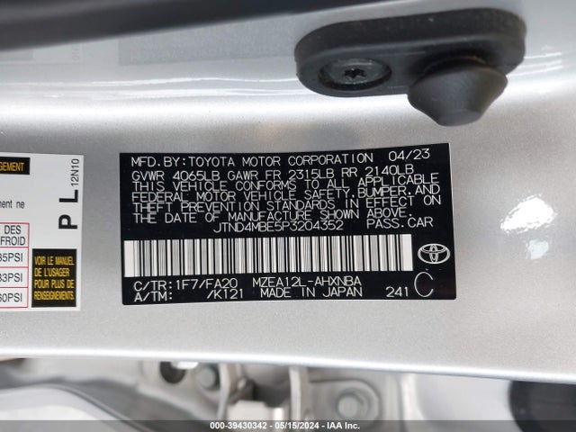 Toyota COROLLA SE 2023 JTND4MBE5P3204352 Image 9