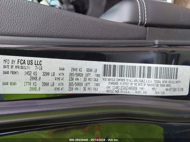 Dodge Durango Citadel 2016 1C4RDJEG0GC485658 Image 9