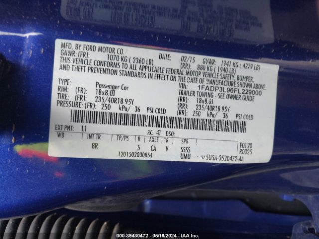 1FADP3L96FL229000 Ford FOCUS ST