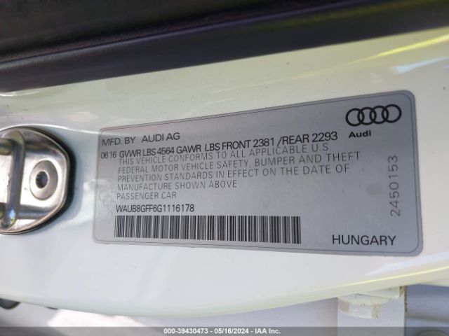 WAUB8GFF6G1116178 Audi A3 2.0t Premium