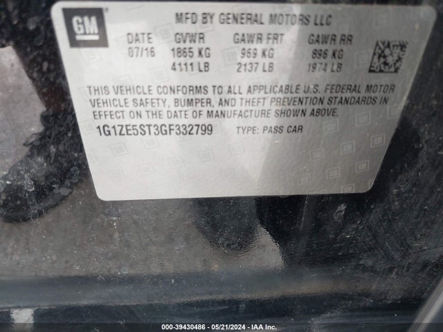 Chevrolet MALIBU 1LT 2016 1G1ZE5ST3GF332799 Image 9