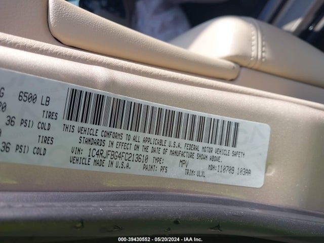 Jeep Grand Cherokee Limited 2015 1C4RJFBG4FC213610 Image 9