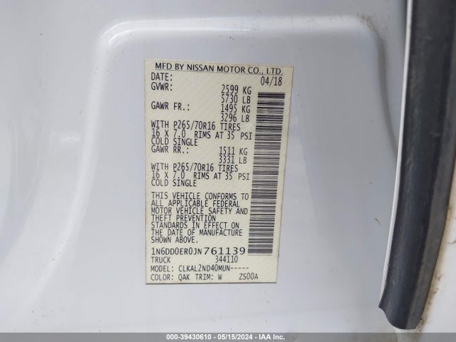 Nissan Frontier Sv 2018 1N6DD0ER0JN761139 Image 9