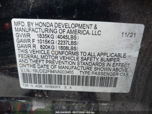 19UDE2F84NA003465 Acura Ilx Premium   A-spec Packages/technology   A-spec Packages