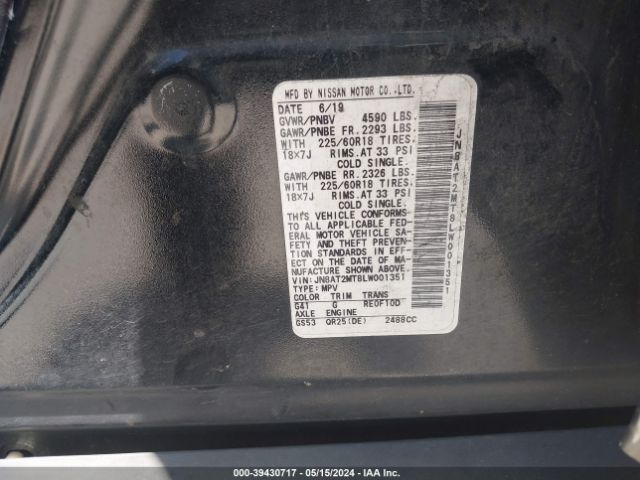 JN8AT2MT8LW001351 Nissan Rogue Sv Fwd
