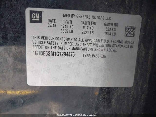 Chevrolet Cruze Lt Auto 2016 1G1BE5SM1G7294476 Image 9